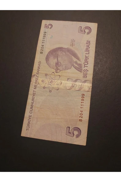 Escoines Koleksiyon 39963680eafe2be3b4 5TL güzel numara B204 ÇT+ TC kağıt para - Resim 3