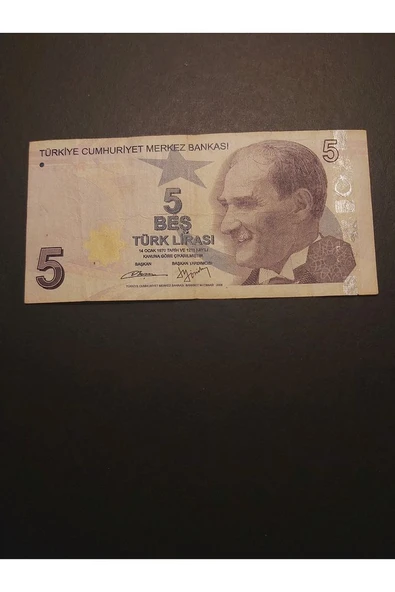 Escoines Koleksiyon 39963680eafe2be3b4 5TL güzel numara B204 ÇT+ TC kağıt para - Resim 2