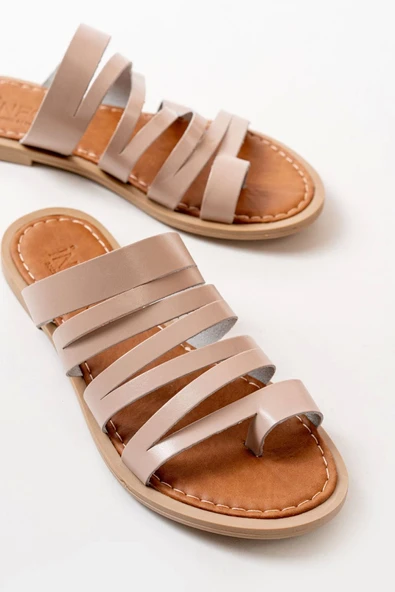 169-082 Nut Ortopedik Hakiki Deri Kadın Terlik - Resim 3