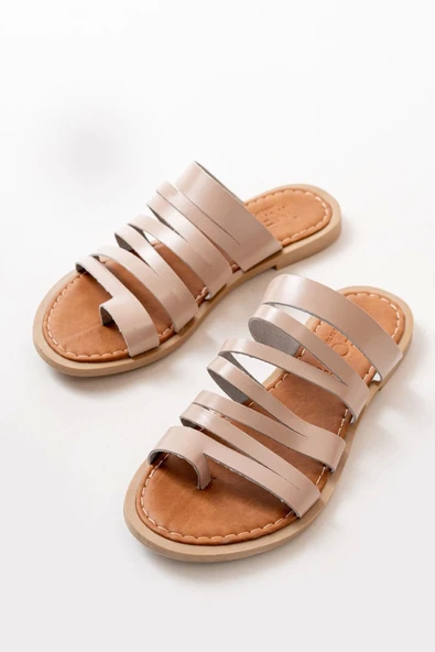 169-082 Nut Ortopedik Hakiki Deri Kadın Terlik - Resim 5