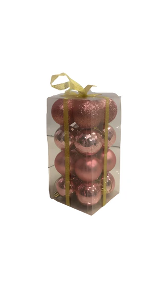 YILBAŞI ROSE TOP AĞAÇ SÜSÜ 5 CM KARMA SET 16'LI