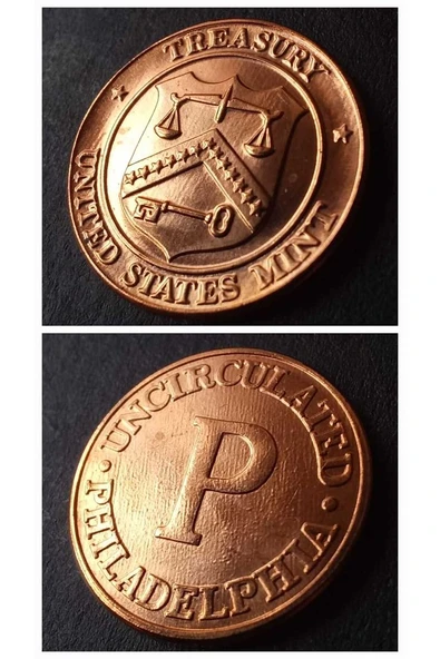 Escoines Koleksiyon 3996368024010f3ded Abd Philadelphia jeton darphane setinden çıkma çil+/patinalı