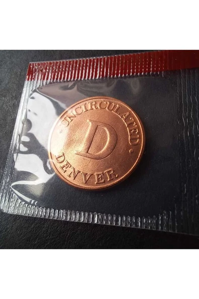 Escoines Koleksiyon 39963680e6e5dcba46 Denver Penny Jetonu/Nadir çil+ eski yabancı madeni para - Resim 2
