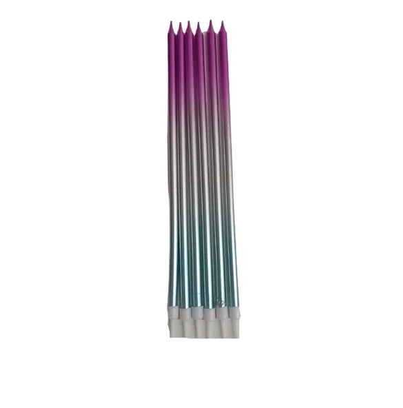 PASTA MUMU METALİK HOLOGRAMLI 6'LI (GRİ PEMBE MAVİ) 19CM