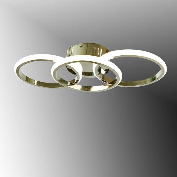 TT Aydınlatma TT305-3-FSR  Fransız Sarı Kaplama 3 lü Led Avize - 1
