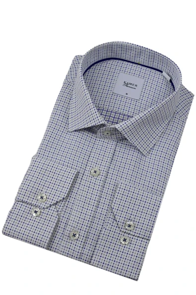 Erkek Klasik Puantiyeli Uzun Kol Gömlek 3596 BGL-ST04402 - Resim 4