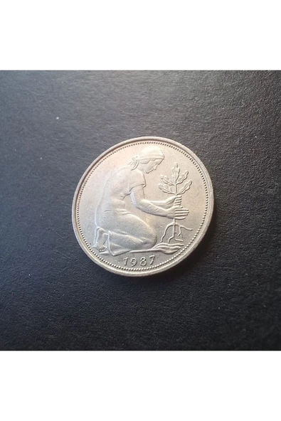 Escoines Koleksiyon 39963680e8b8eebe77 Almanya 50 pfennig (1987-G) Çil-Nadir çıkar Eski madeni para. - 4