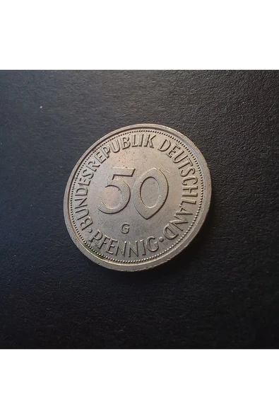 Escoines Koleksiyon 39963680e8b8eebe77 Almanya 50 pfennig (1987-G) Çil-Nadir çıkar Eski madeni para. - 3