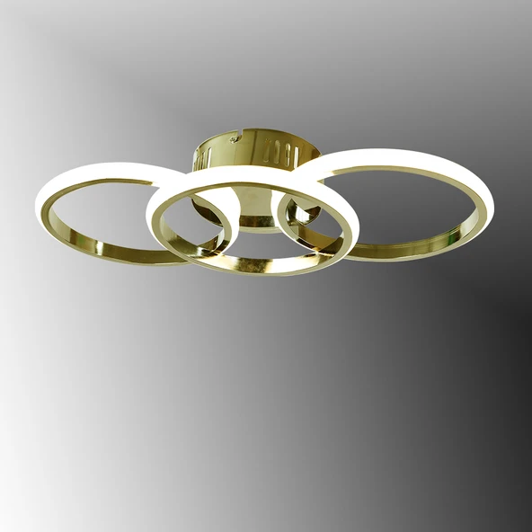 TT305-3-SR TT Aydınlatma  Sarı Kaplama 3 lü Led Avize
