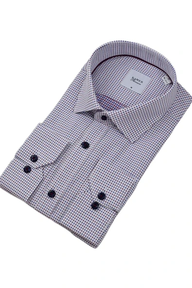 Erkek Klasik Puantiyeli Uzun Kol Gömlek 3596 BGL-ST04402 - Resim 8