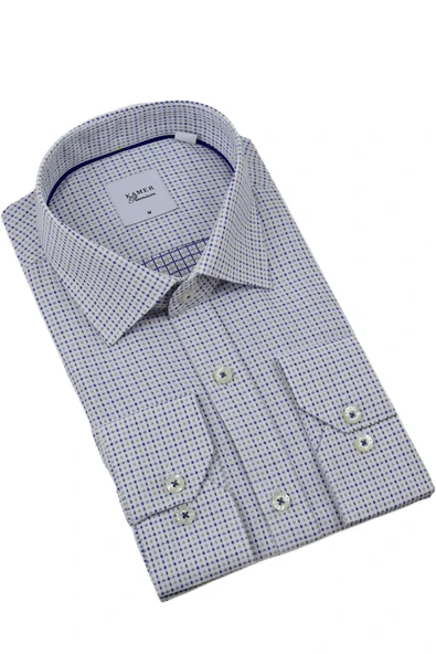 Erkek Klasik Puantiyeli Uzun Kol Gömlek 3596 BGL-ST04402 - Resim 6