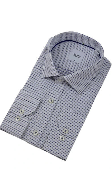 Erkek Klasik Puantiyeli Uzun Kol Gömlek 3596 BGL-ST04402 - Resim 9