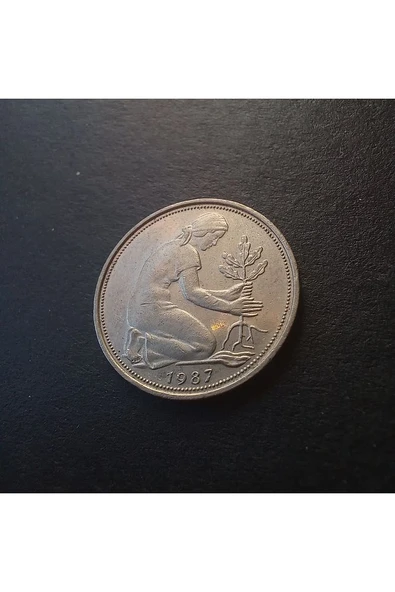 Escoines Koleksiyon 39963680e8b8eebe77 Almanya 50 pfennig (1987-G) Çil-Nadir çıkar Eski madeni para. - 2
