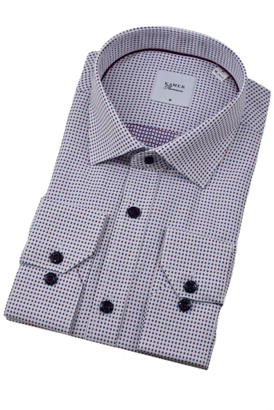 Erkek Klasik Puantiyeli Uzun Kol Gömlek 3596 BGL-ST04402 - Resim 3