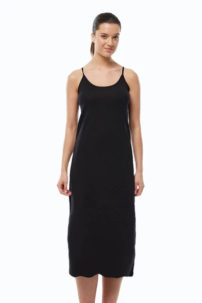 Malabadi 1080 Kadın Modal Ayarlanabilir İp Askılı Uzun Geniş Elbise Astarı & Kombinezon - Resim 4