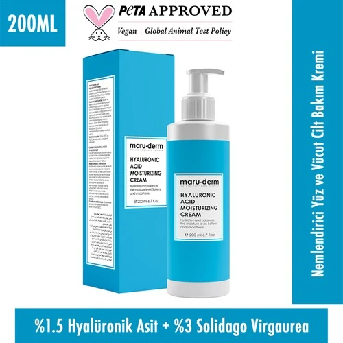 Maruderm Hyalüronik Asit Nemlendirici Yüz Ve Vücut Cilt Bakım Kremi 200 Ml (W)