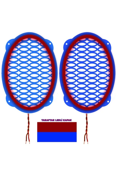 Ledli Taraftar Hoparlör Kapak Oval 2 Adet bordo mavi