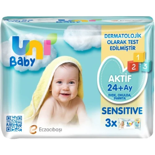 Uni Baby Islak Mendil Aktif Sensıtıve 3 X 52 Lı (24+ Ay)