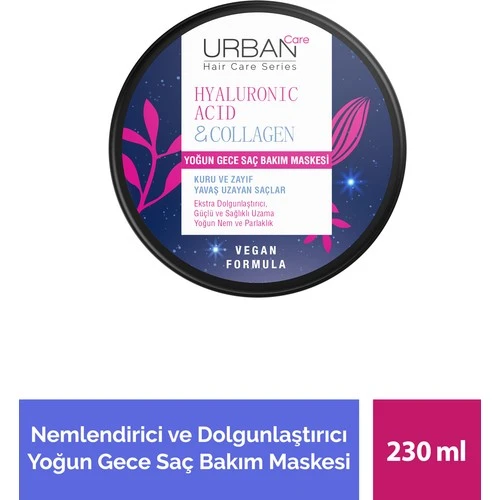 Urban Care Hyaluronik Asit & Kolajen Yoğun Gece Saç Bakım Maskesi 230Ml