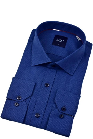 Erkek Klasik Petek Doku  Uzun Kol Gömlek 3718 BGL-ST04397 - Resim 3