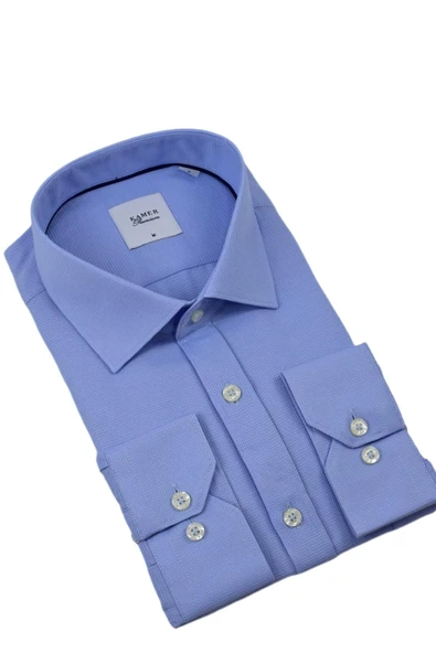 Erkek Klasik Petek Doku  Uzun Kol Gömlek 3718 BGL-ST04397 - Resim 8