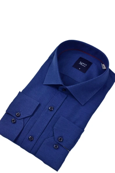 Erkek Klasik Petek Doku  Uzun Kol Gömlek 3718 BGL-ST04397 - Resim 12