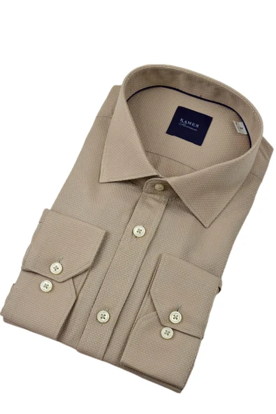 Erkek Klasik Petek Doku  Uzun Kol Gömlek 3718 BGL-ST04397 - Resim 5