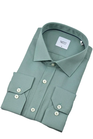 Erkek Klasik Petek Doku  Uzun Kol Gömlek 3718 BGL-ST04397 - Resim 2