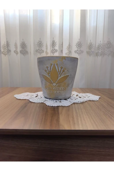 Gold eskitme beton orkide saksısı - Resim 7