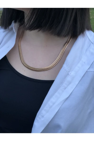 Balık Sırtı Gold Zincir Kolye - 4