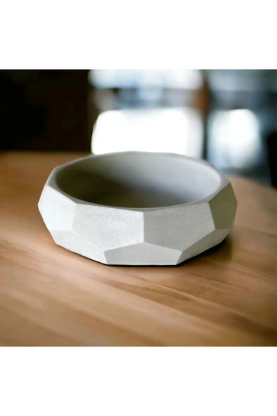 Geometrik Beton Bonsai ve aranjman saksısı açık renk ürün görseli 1