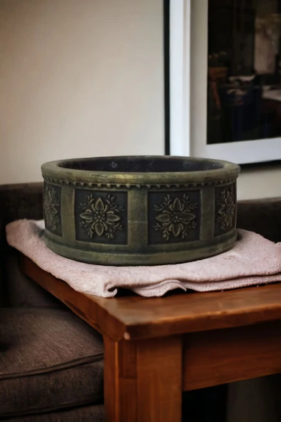 Çiçek Desenli Beton Bonsai ve aranjman Saksısı -+30 cm 01u