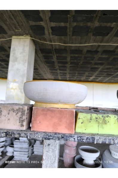 Çift taban Gold gri beton saksı - Resim 3