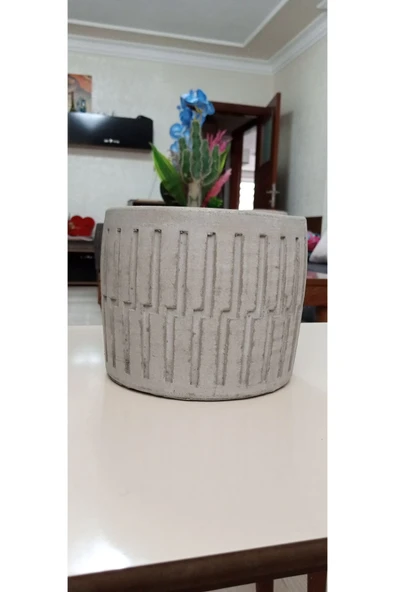 Gri Beton Saksı - Resim 2
