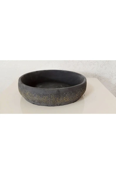 Beton Aranjman ve Bonsai Saksısı Ağız Çap 25-30 cm çap Antrasit Gold - Resim 2