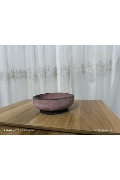 Beyrut Dizayn Çift Taban Taş Vazo Aranjman Bonsai ve Orkide Saksısı - Resim 6