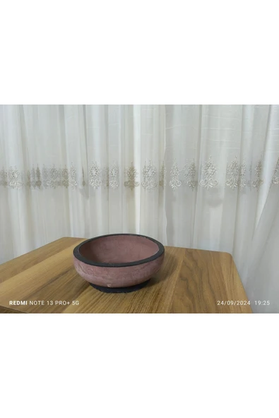 Beyrut Dizayn Çift Taban Taş Vazo Aranjman Bonsai ve Orkide Saksısı - Resim 5