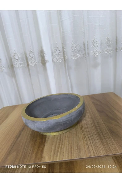 Cidde Dizayn Çift Taban Taş Vazo Aranjman Bonsai ve Orkide Saksısı - Resim 2