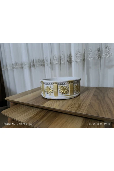 Porto Dizayn  Tabaklı Taş Vazo Aranjman Bonsai ve Orkide Saksısı - Resim 4