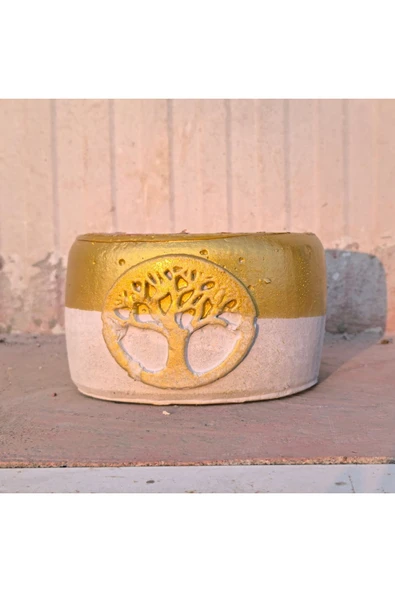 Gold Hayat Ağacı Dizayn çiçek ve orkide saksısı - Resim 4