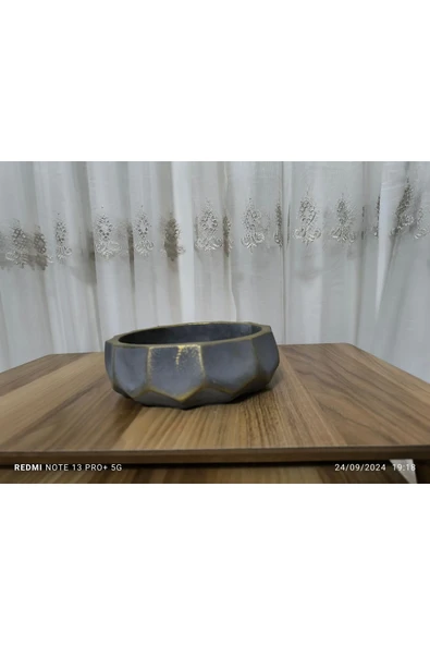 Sao Paulo Dizayn Çift Taban Taş Vazo Aranjman Bonsai ve Orkide Saksısı ürün görseli