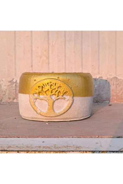 Gold Hayat Ağacı Dizayn çiçek ve orkide saksısı - Resim 3