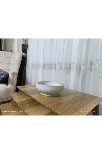 Riyad Dizayn Çift Taban Taş Vazo Aranjman Bonsai ve Orkide Saksısı - Resim 3