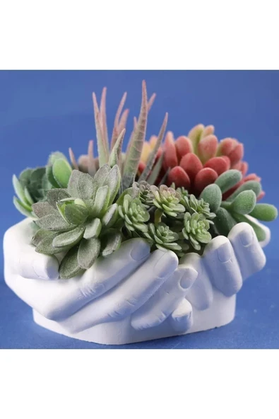 Handmade Doğal Beton El, Avuç Dekoratif Kase, Saksı, Takı,kartvizit Vs. Çok Amaçlı Organizer - 2