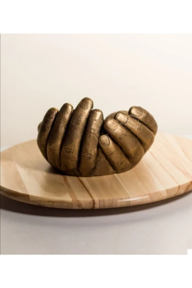 Avuç Figür Beton Saksı Eskitme Gold - Resim 2