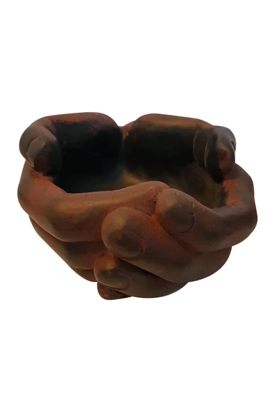 Avuç Içi Saksı El Saksı Dekoratif Saksı Beton Saksı Bronz Kahve Gc202134 - 3