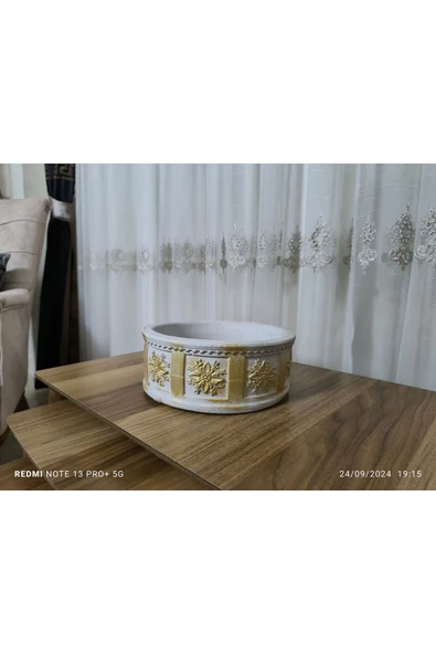 Porto Dizayn  Tabaklı Taş Vazo Aranjman Bonsai ve Orkide Saksısı - Resim 2