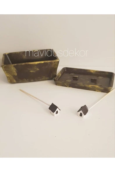 Beton Bonsai ve aranjman saksısı + altlık tabak ürün görseli 1