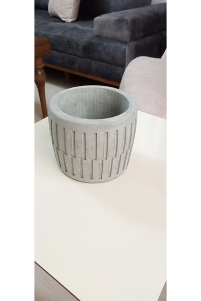 Gri Beton Saksı - Resim 3