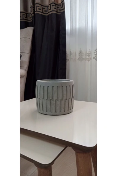 Gri Beton Saksı - Resim 6